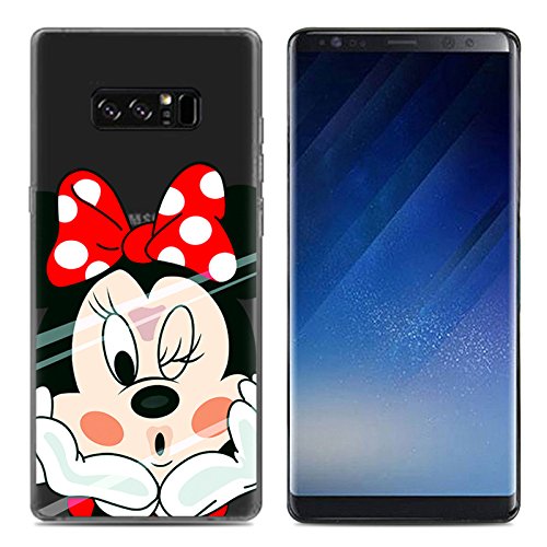 Aksuo Funda For Samsung Galaxy Note 8 , TPU Anti-Rasguño Anti-Golpes Cover Protectora Transparente Claro TPU Caso Bumper Slim Silicona Case - Minnie