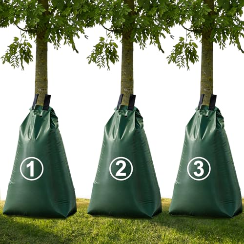 20 Gallon Tree Water Bags Slow Release Watering Bag System - Gator Style Ring for New Trees Treegator Bags for Drip Irrigation Fruit Protection Tree Storage (3 Pack)