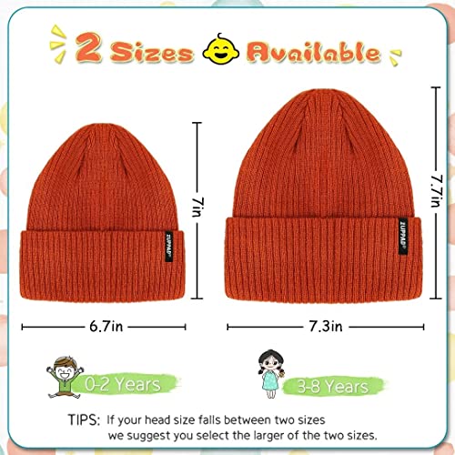 Zuppad Baby Beanie Hat 3 Packs Toddler Girls Boys, Baby Hats Winter Warm Knitted Thermal With Fleece Lining, Kids Winter Hat Cold Weather（Dark Orange & Dark Grey & Black ） #TOP1