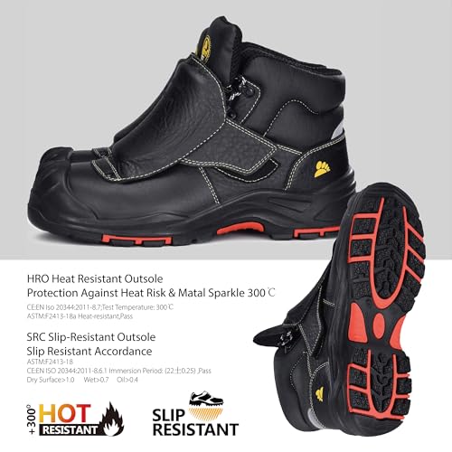 SAFETOE Welding Boots for Men Composite Toe Safety Boots with Metatarsal Protection Fire Resistant Welding Boot 300℃ Heat Resistant Welder Working Boots4
