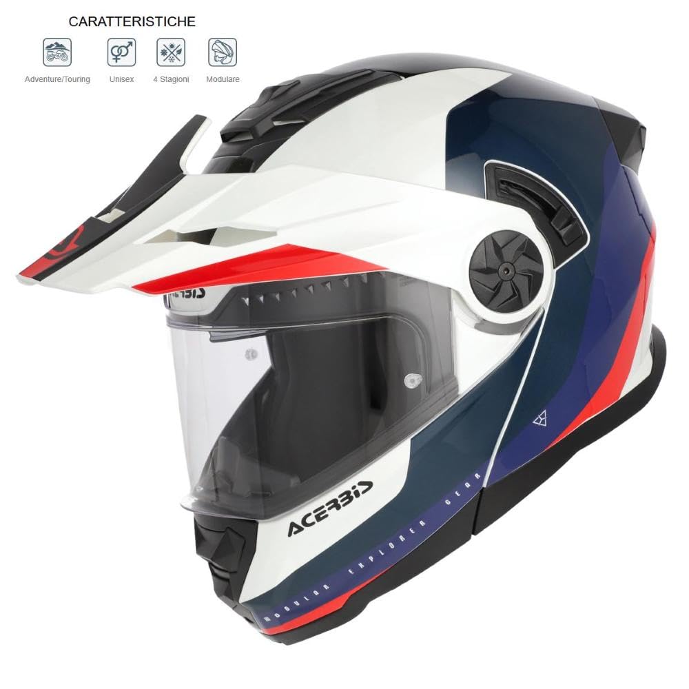 Casco Acerbis Rider ECE22.06 P/J Bianco Blu Rosso taglia M (57-58 cm)