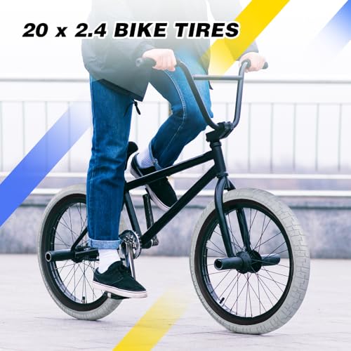 20 x 2.4 inch Bike tire Grey-Black BMX tire 20 inch 2 Pack 20 Bike Tires with Tube,Kids Bike Tires Folding Replacement Tires Suitable for Bicycle Tires 20x2.35 20x2.4,20x2.5,2 Tires 2 Tubes 2 Levers