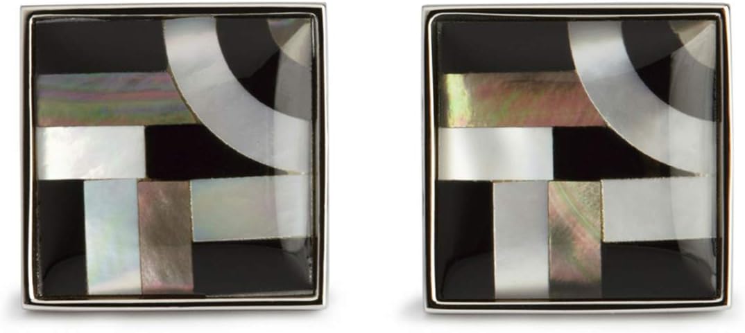 Simon Carter Mens Onyx/Mother Of Pearl Bauhaus Lines Cufflinks - Black/White