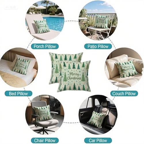 Housse coussin 80x80cm Noël vert double face étanche H301
