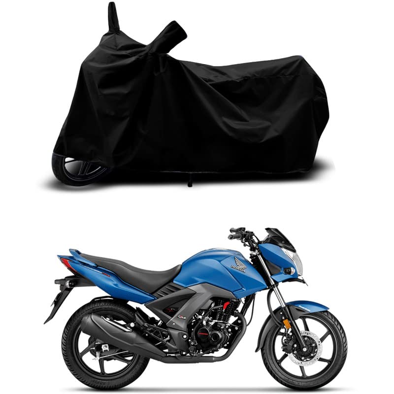 Image of 100% Scratchproof /UV-Rays /Heat Protection /Birds Dropping /Water Resistant /Dust Proof /Waterproof /Full Bike Scooty Two Wheeler Body Cover Compatible for Honda Unicorn All Varients[Black]