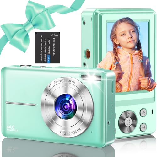 Appareil Photo Numérique, 44MP 1080P HD Appareil Photo Numérique Compact avec écran LCD 16X Zoom numérique & 1 Batteries pour Les...