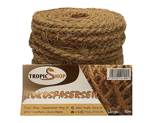 50m Kokosseil - Verwendbar als Terrariendekoration Sisal Seil für Kratzbaum Baumanbinder Bindeseil (3.5)