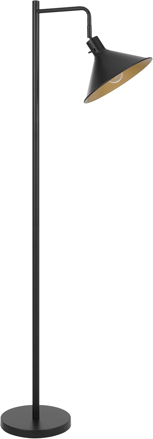 Cal 60 Watt Campana Metal Downbridge Floor Lamp in Black