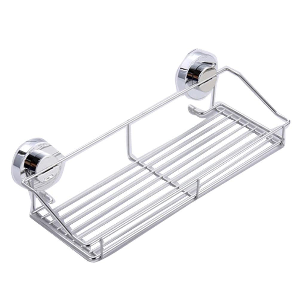 Bathroom Shower Caddy Removable Stainless Steel No Drilling Wall Mounted Suction Cup Shower Caddy Shower Shelf Small Adhesive