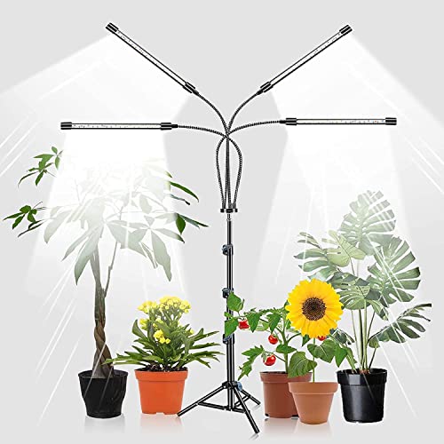 LED植物育成ライト スタンド付き4ヘッドプラントライト 室内栽培照明用 60W 80LED 5500K