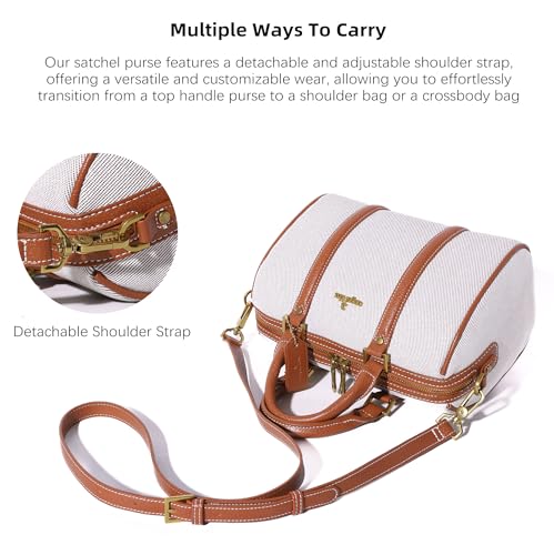 Image of Angel Kiss Women Satchel Purses and Handbags Vegan Leather Boston Barrel Bag Top Handle Shoulder Purse with Crossbody Strap | Vegan Leather