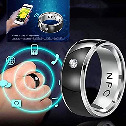 NFC Smart Ring for Mobile Phones Android Smartphone- IC ID Cards Simulation Wireless Radio Frequency Communication Multi-Function Smart Ring with Smooth Mirror Surface Wearable Electronics (White-6)