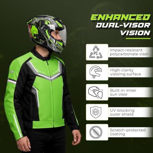 Image of Rydr AC Dx Flip-Up Full Face Motorbike Helmet | | Durable Two-Wheeler Helmet for Men and Women | Comfortable Fit with Air Ventilation for Safe Bike & Scooter Riding