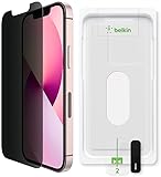 Belkin iPhone 13 mini 用 保護ガラスフィルム プライバシー保護(のぞき見防止) 強化ガラス 日本AGC旭硝子製 抗菌 0.33mm 簡単取付キット付き OVA080zz クリア