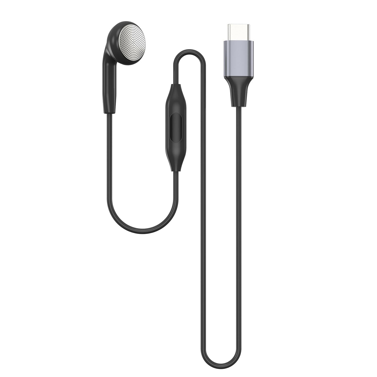 KEXIAO Single Side Earbud with Mic for 1 Ear Listening 3.5mm/USB C Comfortable Fit Single Earphone 1 Side Earplugs