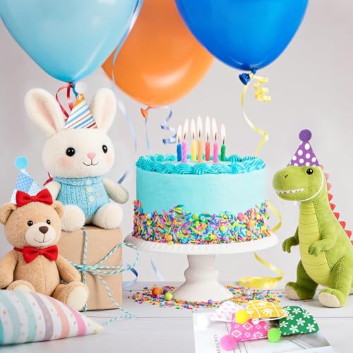 12 Pcs Mini Party Hats for Stuffed Animals Birthday Party Felt Cone Hats Cats Dogs Rabbit Dolls Puppies Assorted Animal Party Decorations - Thumbnail 6