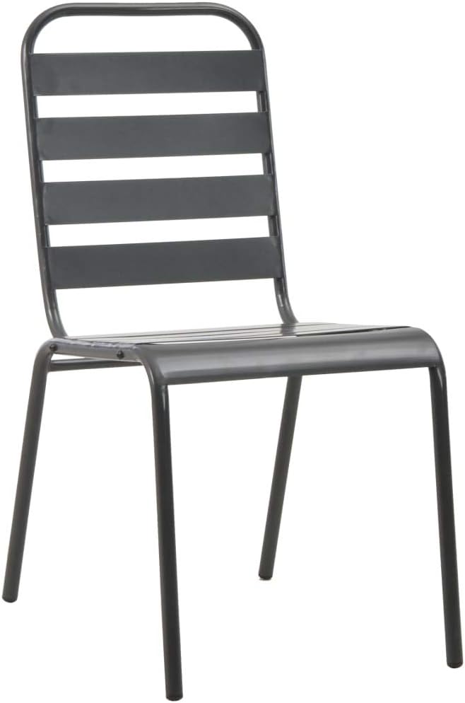 Stackable Patio Chairs 2 pcs,Bistro Chairs,Lounge Chairs,Lawn Chairs,Camping Chair,Beach Chairs,Poolside Chairs,Indoor Chair,Slatted Design,for Lawn,Garden,Backyard,Poolside,Porch,Steel Gray