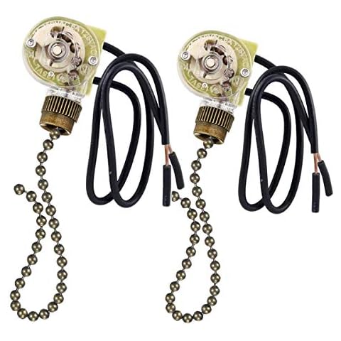 Ceiling Fan Switch Ceiling Fan Pull Chain Fan Switch, Zing Ear ZE-109 ON-OFF Pull Chain Lamp Switch for Ceiling Fan Lights Bronze 2 PACK Cover
