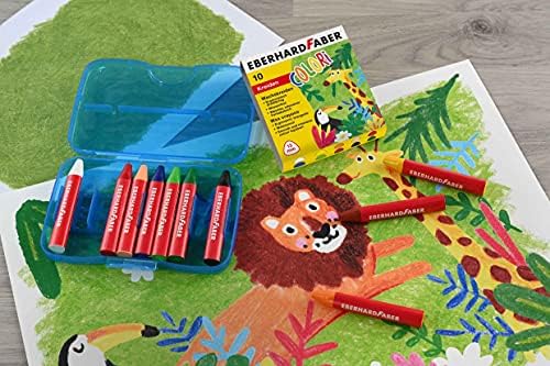 Eberhard Faber 524011 Wax Crayons Tri-Sided Pack of 10 in Plastic Box