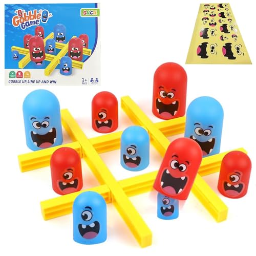 知育玩具 ボードゲーム 子供向け ボードゲーム ゴブレット ゲーム サプライズチックタックトゥ ブルーオレンジゴブルゲーム子供向け三目並べゲーム、競争玩具、思考トレーニング、子供と大人のための親子インタラクション (カラーボックス)