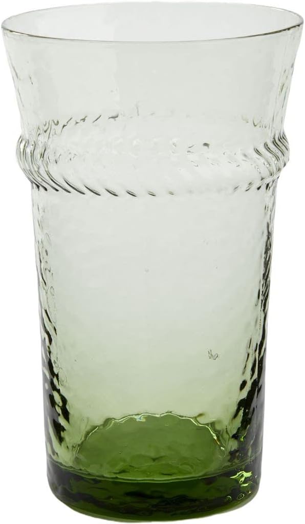 Tableau Olivia Green Glassware Tall Beverage Glass Drinkware 4 Piece Set