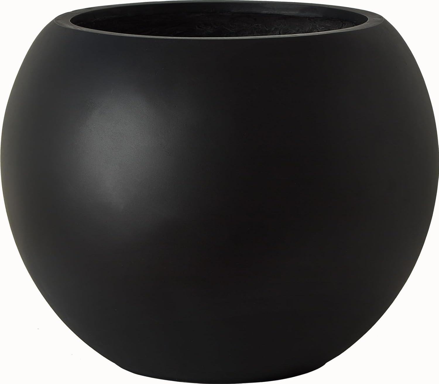 17 H x 21" Dia (15" Pot Opening) Black Round Fiberstone Tall Planter with Drainage Hole, Indoor/Outdoor Large Plant
