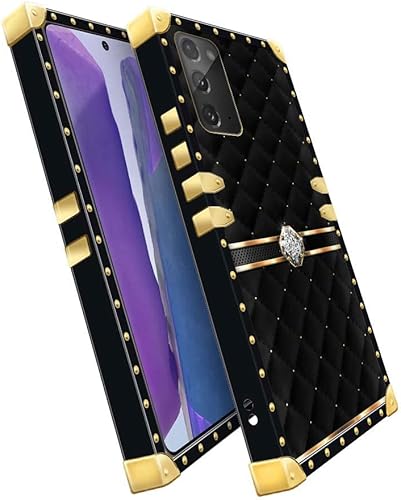 Miniatura 2 de DAIZAG Funda compatible con Samsung Galaxy Note 20, B Diamond Geometry Square Case Luxury Elegant Women Girls Metal Decoración Corner Classic Retro