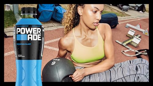 Powerade Sports Mountain Blast, kalorienarmes Sport Getränk mit Fruchtmix-Geschmack, mit Elektrolyten, Sport Drink in stylischen Einweg Flaschen (6 x 1000 ml)