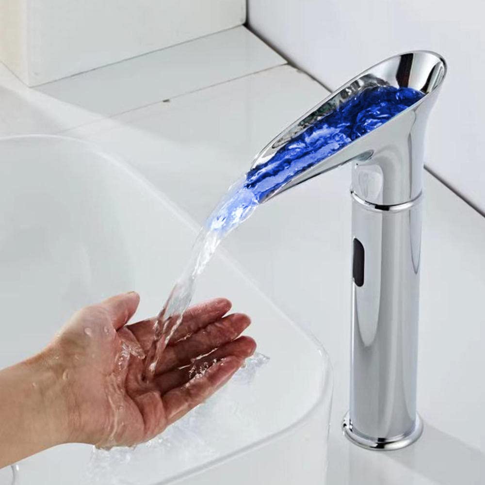 Robinetterie cascade chrome haute finition avec détecteur thermique automatique