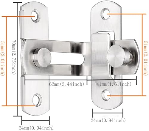 Miniatura 3 de Pestillo deslizante de acero inoxidable para puerta abatible, pestillo de ángulo recto 90, cerradura de puerta de seguridad Ventana móvil puertas