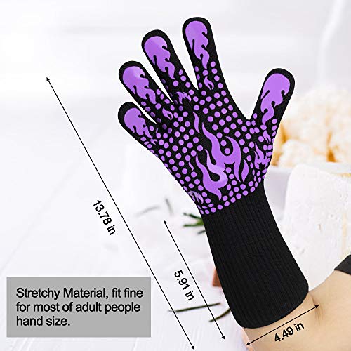 Image of Comsmart BBQ Gloves, 1472 Degree F Heat Resistant Grilling Gloves Silicone Non-Slip Oven Gloves Long Kitchen Gloves for Barbecue, Cooking, Baking, Cutting