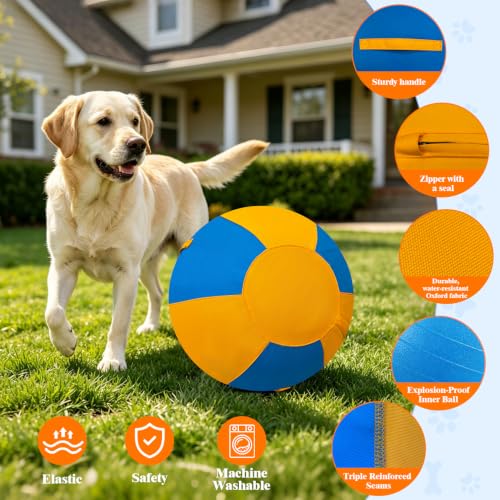 Image of 18 Inch Dog Herding Ball Replacement Cover (Cover Only) | 1000D Tear-Resistant Oxford, Hidden Zipper. Revitalizes 18 inch Agility Balls For Corgis, Frenchies & Small Breeds