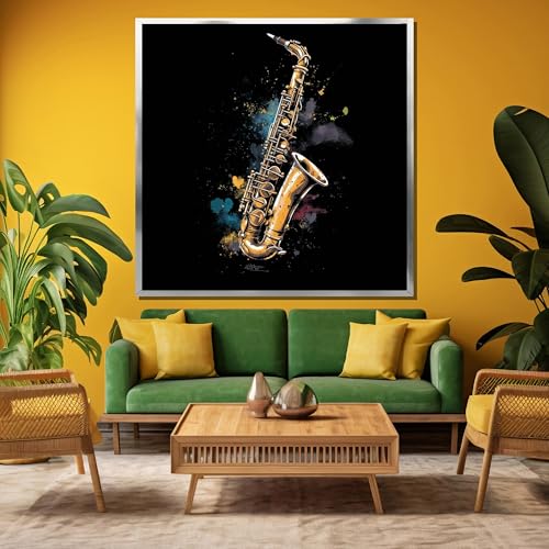 Impression de jazz tableau saxophone doré décoration murale de musique - 2