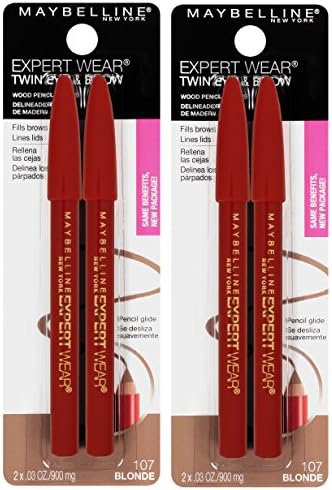 Maybelline New York Expert Wear Twin Brow & Eye Pencils Makeup, Blonde, 2 Count (Pack of 2)