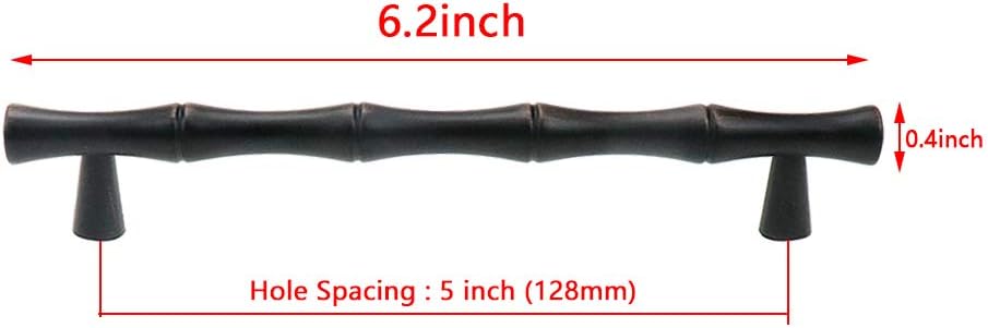 Bitray 5 Pack Cabinet Handles Bamboo Shape Kitchen Cupboard Dresser Closet Drawer Door Pulls, 5 Inch (128mm) Zinc Alloy Handle Cabinet Pull Handles (Black Red Ancient)