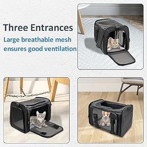 kathson Cat Carrier, Dog Carrier Pet Carriers Airline Approved Portable Collapsible Hand Bag Soft-Sided Dog Travel Carrier Bag for Puppy Kitten Small Dogs Up to 15 Lbs (Black) kathson Cat Carrier, Dog Carrier Pet Carriers Airline Approved Portable Collapsible Hand Bag Soft-Sided Dog Travel Carrier Bag for Puppy Kitten Small Dogs Up to 15 Lbs (Black)