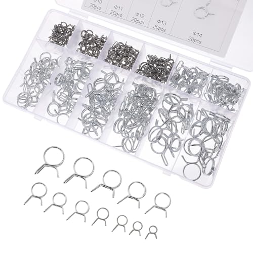 MAGICLULU 250pcs Double Wire Spring Hose Clamp Kit, Fuel Line and Water Pipe Clips for Plumbing and Automotive, Assorted Sizes for Industrial and Hydraulic Fittings