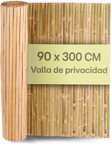 Praknu Valla Jardin Bambu - FSC® Certificado, Bambú Natural - Versátil Uso en Interiores y Exteriores Balcones y Jardines - 90 x 300cm