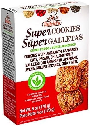 Taifelds Super Healthy Cookies with Sweetened Honey Pecans, Amaranth, Oats, Cranberries & Chia. No Preservatives and Low in Cholesterol