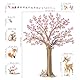 decalmile Wandsticker Kirschblüte Rosa Baum Groß Wandtattoo Waldtiere Hirsche Fuchs Hase Wandaufkleber Kinderzimmer Babyzimmer Schlafzimmer Wanddeko