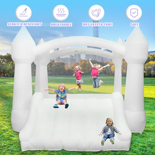 AKSPORT Inflatable Bounce House,White Castle Bounce House for Kids 3-6 Indoor & Outdoor Inflatable Bouncer House with Slide & Air Blower & Balloons for Kids Birthday Party,Wedding Party - Image 3