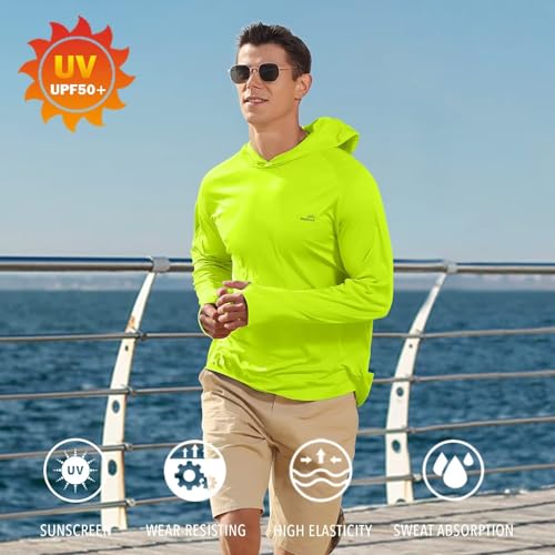 Image of Men's UPF 50+ Long Sleeve Sun Shirts UV Protection Hoodie Rash Guard Hiking Fishing Swim T Shirt
