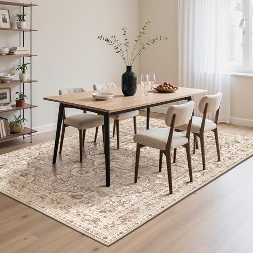 Pauwer Boho Washable Area Rug 6x9 Large Soft Living Room Bedroom Floor Carpet Mat Indoor Farmhouse Vintage Non Slip Accent Throw Rugs for Entryway Kitchen Dorm Dining Room