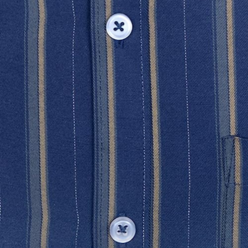 Image of ACCOX Men's Cotton Half Sleeves Dark Striped Regular Fit Formal Shirt for Men