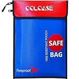 COLCASE Fireproof Document Bag (2000 ℉)15 x 11 Inches Upgraded 2 Pockets Silicone Coated Fireproof a