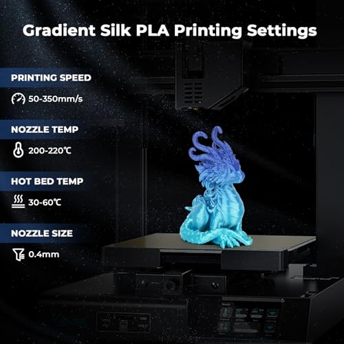 Image of AMOLEN Shiny Silk PLA 3D Printer Filament, Shiny Gradient Silk Pla 1.75mm Azure Blue 3D Printing Filament 1KG /2.2lb