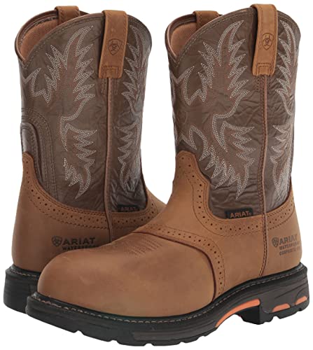 Ariat Mens Workhog Waterproof Composite Toe Work Boot Aged Bark/Army Green 9.5 #TOP6