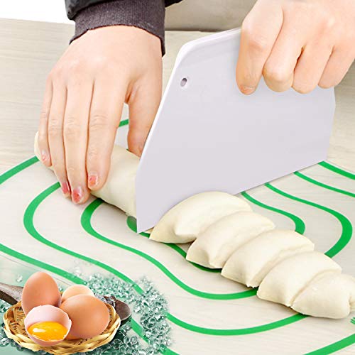 Plastic Baking Scraper Dough Scraper Chopping Board Scraper Bowl Scraper Kitchen Backing Small Tool 2 Piece Set Green and White