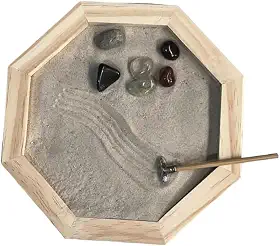 META ATACADO, Jardim Zen Japonês Feng Shui Madeira Meditação Octógono 18cm