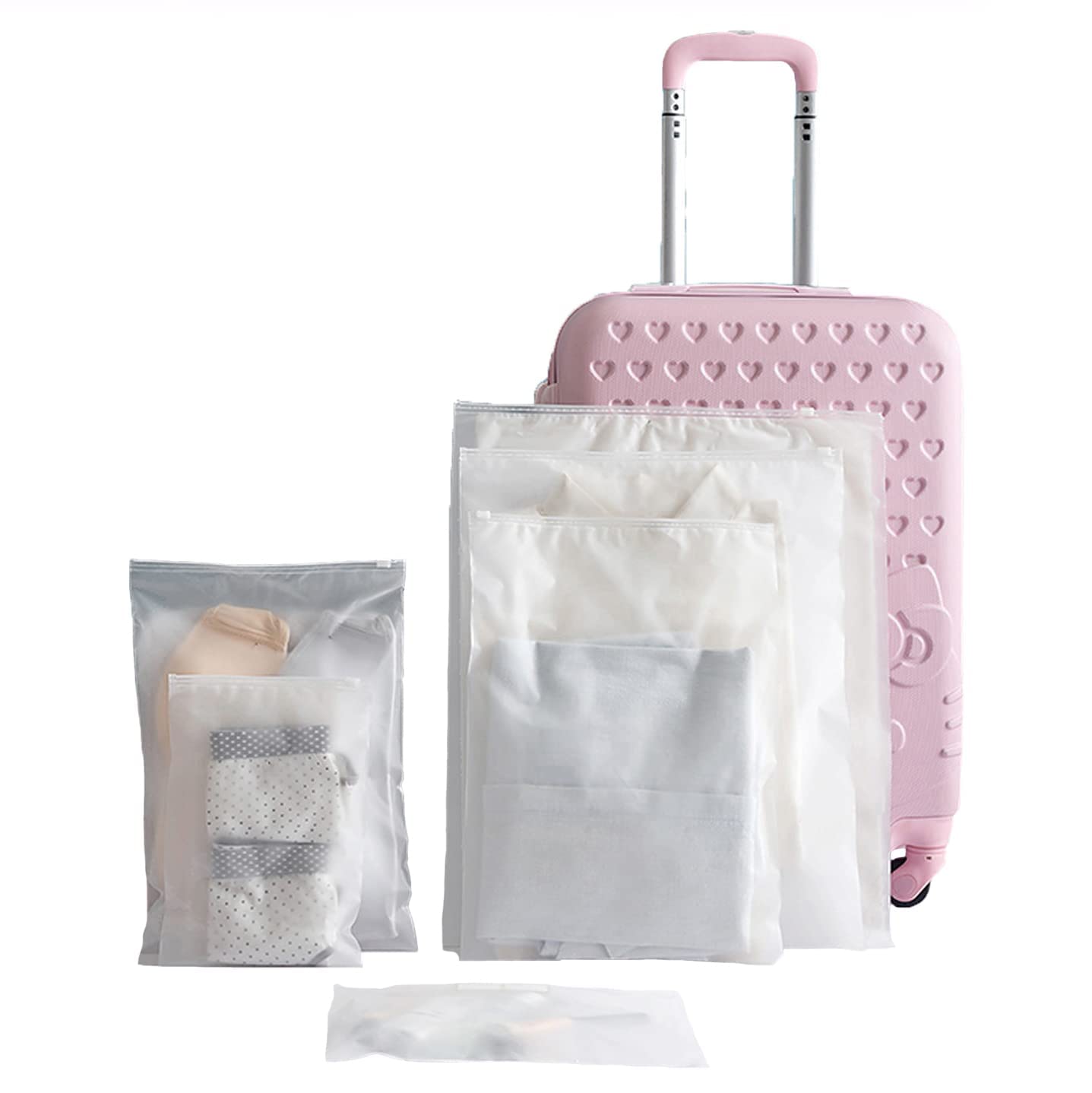 NIRVIK Set of 17 Pcs Travel Organizer Packing Bags for Men & Women Luggage Bags Laundry Clothes Pouch Set (Large, Med, Small, XS) ethylene_vinyl_acetate | White-image-18